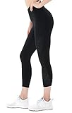 Rrosseyz Leggings für Frauen, Bauchkontrolle, hohe Taille, Hose mit Taschen für Yoga, Laufen, Workout - Schwarz - X