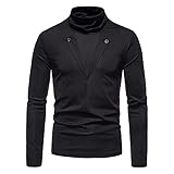 T-Shirt Herren Slim Fit Hoher Kragen Einfarbig Basic Shirt Herren Schick Entwurf Langarm Shirt Herren Komfortabel Lässig Klassisch All-Match Pullovers H