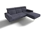 DOMO. Collection Rosario Ecksofa, Polsterecke mit Nackenfunktion, L-Form Eckcouch, 259x169x81 cm, Polstergarnitur in dunkelb