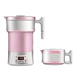 UFFD Elektrischer Wasserkocher Edelstahl Warmwasserkocher BPA-Kostenloser Tee-Wasserkocher 0.6L for grüner Tee,rotem Tee,Kaffee (Color : Pink, Size : 20CMX10.5CMX17CM)