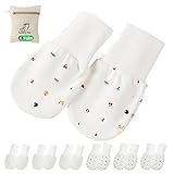 6 Paare Fäustlinge Baby Babyhandschuhe aus Baumwolle als Neugeborenen Handschuhe, No Scratch Fäustlinge Handschuhe Babyhandschuhe Keine Kratzhandschuhe für 0-5 Monate Jungen M