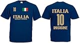 Italien-Italia Insigne Herren T-Shirt EM 2020 Trikot Look Style Squadra Dunkelblau M