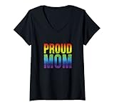 Damen Gay Pride Stolz Mama Shirt LGBTQ Eltern Mutter T-Shirt mit V