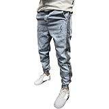 Herren Denim Hose Herbst Mode All-Match Einfarbig Europäischer und Amerikanischer Stil Persönlichkeit Hip-Hop Lose Hosen, blau, 41-44.5