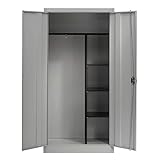 Mauser Stahlschrank mit Flügeltüren - 3 Fachböden kurz und Garderobe - weiß