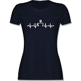 Küche - Herzschlag Kaffee - XXL - Navy Blau - t-Shirt Herzschlag Kaffee - L191 - Tailliertes Tshirt für Damen und Frauen T-S