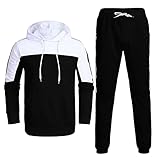 Jogginganzug Herren Trainingsanzug Männer Sportanzug Fitness Outfit Anzug Streetwear Tracksuit Jogginghose Patchwork Hoodie-Sporthose Sportkleidung Freizeitanzug Comfort Fit Modell Bekleidung