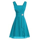 Ansenesna Kleid Damen Hochzeit Festlich Kurz A Linie Elegant Vokuhila Abendkleider Frauen Ärmellos Mini Brautjungfernkleid Party Rockabilly Cocktailkleid (Blau,XXXL)