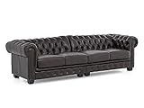 Woodkings® Chesterfield Sofa 4-Sitzer Echtleder antik braun Couch Bürosofa Ledersofa Unikat Herrenzimmer englisches Stilsofa Club