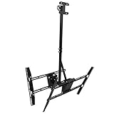 FastUU TV-Deckenhalterung, drehbarer, Verstellbarer, schwarz hängender TV-Ständer, praktische, haltbare Eisenstation für 37-70-Zoll-F