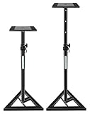 2x Pronomic SLS-10 Stativ für Studio Monitor Ständer (verstellbar 80 cm bis 130 cm, Dreiecksbasis, Gummifüße, Dornenfüße/Spikes, Stahl, Trägerplatte mit Gummistreifen) schwarz pulverb