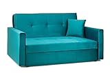 Honeypot - Sofa – Viva – Schlafsofa mit Stauraum – 3-Seater – 2 - Sitzer – Plüsch Grau — Plüsch Blau (2-Sitzer Plüsch Blaugrün)