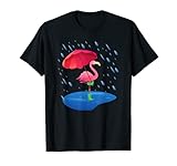 Gummistiefel Flamingo im Regen mit Regenschirm T-S