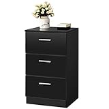 COSTWAY Nachttisch Bett, Nachtkommode Holz, Nachtkonsole mit Schubladen, Beistelltisch Farbewahl (schwarz)