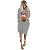 JYSDZSE Frauen Brief Drucken Baggy Blusenkleid Rundhals Langarm Casual T-Shirt Top Weihnachten Pullover Tops Plus Size, L|C-Grau, Einheitsgröß