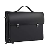 Leathario Herren Echtleder Aktentasche Ledertasche Laptoptasche für Business Vintage (Schwarz-226)