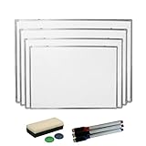 Whiteboard Kommt mit 2 x Magnete + 3 x Markern + 1 x Radiergummi Whiteboard 60x45 Magnetisch - Trocken Abwischbar Magnetisches Whiteboard mit Robuster Aluminiumrahmen für Kinder, Schule, Zuhause, Bü