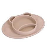 Bubba Bear ® Tischset für Babys und Kleinkinder, mit Saugnapf, für die Entwöhnung von Babys, rutschfeste Silikontasse für Kinder (Sand)