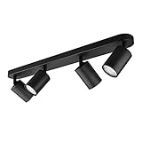 KYOTECH Schwarz 4-flammige Spotlampe LED Deckenleuchte Schwarz matt Spot drehbar und schwenkbar Spotleuchte Deckenstrahler für 4x GU10 Leuchtmittel Deckenlampe ohne L