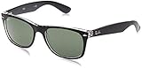 Ray-Ban New Wayfarer Farbmischung RB2132 58 6052, Schwarz / Transparent Mit grüner Classic G-15 L