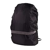 HHFZH Rucksack-Regenschutz,Regenschutz Rucksack Material Polyester wasserdicht mit Reflektierendem Material draussen Ideal Bei Schlechtem Licht und Dunkelheit(Schwarz)(M)