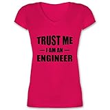 Beruf und Job Geschenke - Trust me i am an Engineer schwarz - XXL - Fuchsia - Fun - XO1525 - Damen T-Shirt mit V