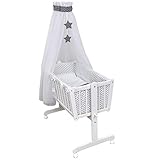 Baby Delux Wiegenset Bettwäsche Set 6-tlg Wiegengarnitur für Babywiege Ausstattung 40x90 Grey S