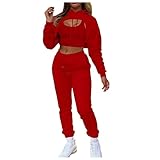 Jogginganzug Damen Traingsanzug Sportanzug für Frauen Kapuzenpullover Fitness Streetwear 3 Teilig Freizeitanzug Sportbekleidung Pullover Tops Jogginghose Sportswear Set 3 Stück Outfit Bekleidung