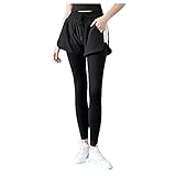 BIBOKAOKE Damen Mädchen 2 in 1 Yogahose Hohe Taille Laufhosen Sporthose Elastischer Bund Sweatpants Lang eng für Sport Yoga Running Freizeit Fitness Leggings Training