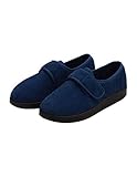 Silvert's Adaptive Clothing & Footwear Extra breite Herren-Hausschuhe für geschwollene Füße, mit verstellbarem Verschluss, Blau (Marineblau/Schwarz.), 40