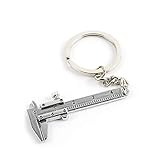 FYYONG Messen Paare MiniKeychain Gauging Werkzeuge Anhänger Schlüsselanhänger Calipers Spezielle Simulationsmodell Rechenschieber Schlüsselanhänger (Color : Silver)
