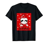 Funny Cool Christmas Sloth Cartoon Slothmas Slo Ho Ho Fun T-S