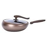 YFGQBCP pfanne 12' Edelstahl-Wok, Große Chinese Stir-Fry Panwith Nietverbindung, Bratpfanne mit Glasdeck