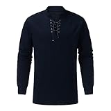 Herren Langarm V-Ausschnitt Schnürkrawatte T-Shirt Herbst Sommer Langärmliges Henley-Shirt langärmeliger Langarmshirt Basic Tee Weich Bequem Sweatshirt Baseball-T-Shirt Laufshirt Sp