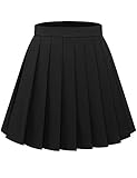 Bbonlinedress Damen Basic Solide Vielseitige Dehnbar Informell Mini Glocken Rock Röcke für Damen Mini A Linie Rock Black M