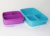 TUPPERWARE Clevere Pause Beere Lila 550ml + 1,0L Helltürkis Lunchbox Keksdosen, Vorratsdosen + Mini Becher R