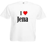 Damen T-Shirt I Love JENA Größe 2XL Farbe Weiss Druck Schw