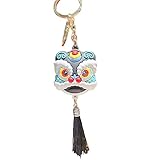 Rutaqian Plüsch Tiger Schlüsselanhänger Keyring 2020 Chinesisches Neujahr Tiger Maskottchen Puppe Quasten Lion Anhänger Schlüsselanhänger Handtasche Tasche Charme Schw