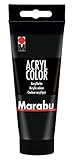 Marabu 12010050073 - Acryl Color schwarz 100 ml, cremige Acrylfarbe auf Wasserbasis, schnell trocknend, lichtecht, wasserfest, zum Auftragen mit Pinsel und Schwamm auf Leinwand, Papier und H