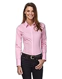 Vincenzo Boretti Damen Bluse besonders tailliert mit Stretch Langarm Hemdbluse elegant festlich Kent-Kragen auch für Business und unter Pullover pink 38