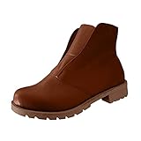 Xiand Stiefeletten Damen Spitze Blockabsatz Boots Stiefel High Heels Damenstiefel Schöne Stiefelette Elegante Damenschuhe Schlupfstiefel Damen Pumps Halb