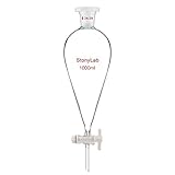 StonyLab Scheidetrichter Glas, Borosilikatglas 1000ml Scheidetrichter Heavy Wall Conical Separatory Funnel Trichter mit Glas Absperrhahn 19/26 Gelenk und PTFE-Absperrhahn - 1000