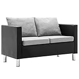 Tidyard 2-Sitzer-Sofa mit Kissen Polstersofa Kunstleder Wohnzimmer Sofa Büro Bettsofa Lounge Couch Schlafcouch | Holzrahmen + Kunstleder+ Stahlfüß