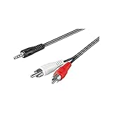 Goobay 50018 3,5mm Klinke / Cinch-Adapterkabel - für Kopfhörerbuchsen an RCA / 3-polig Stereo 3,5 mm-Stecker auf 2x Cinch-Stecker / Schwarz / 1,5