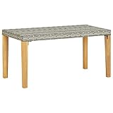 Ksodgun Gartenbank 120 cm Grau Poly Rattan und Massivholz Akazie Parkbank Sitzbank Gartenmöbel Ruhebank
