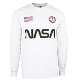 Nasa Herren Badge Long Sleeve Top T-Shirt, weiß, XXL