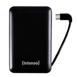 Intenso 7314530 Powerbank XC10000, externes Ladegerät, integriertes USB Type C Ladekabel (10000mAh, geeignet für Smartphone/Tablet PC/MP3 Player/Digitalkamera) schw