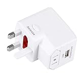 Shangya Travel Adapter USV Sicherung World-Wide Universal Travel Adapter mit eingebauten USB-Ladegerät for USA,Großbritannien,AU,EU-Stecker-Adapter(weiß)