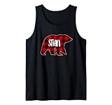 Herren Stian Bär Custom Red Buffalo Plaid Weihnachtspyjama Tank Top