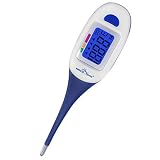 Easy@Home Klinisches Digital-Thermometer für die orale, rektale oder Axillary Achselkörpertemperaturmessung mit beleuchtetes LCD-Display, wasserdicht flexible Spitze, Testende & Fieber Alarm-EMT-026